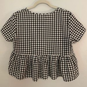 plaid smocked top with front buttons